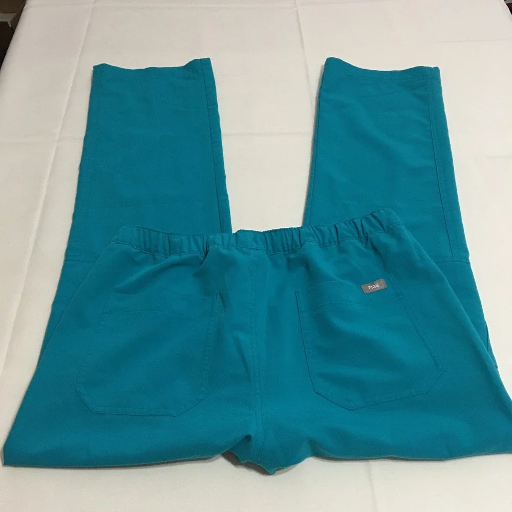 FIGS Cairo Cargo Scrub Pants Mens Small Short Teal Drawstring
